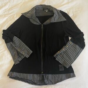 Le Copains zip up striped blouse